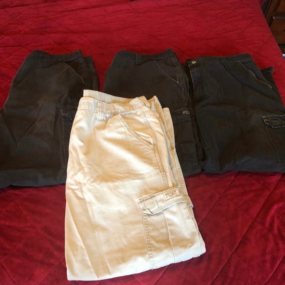 Bundle of men’s cargo wrangler work pants